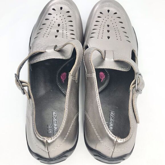 Ros Hommerson CAMEO Metallic Pewter Perforated Fisherman Loafer Sandals - Picture 9 of 16